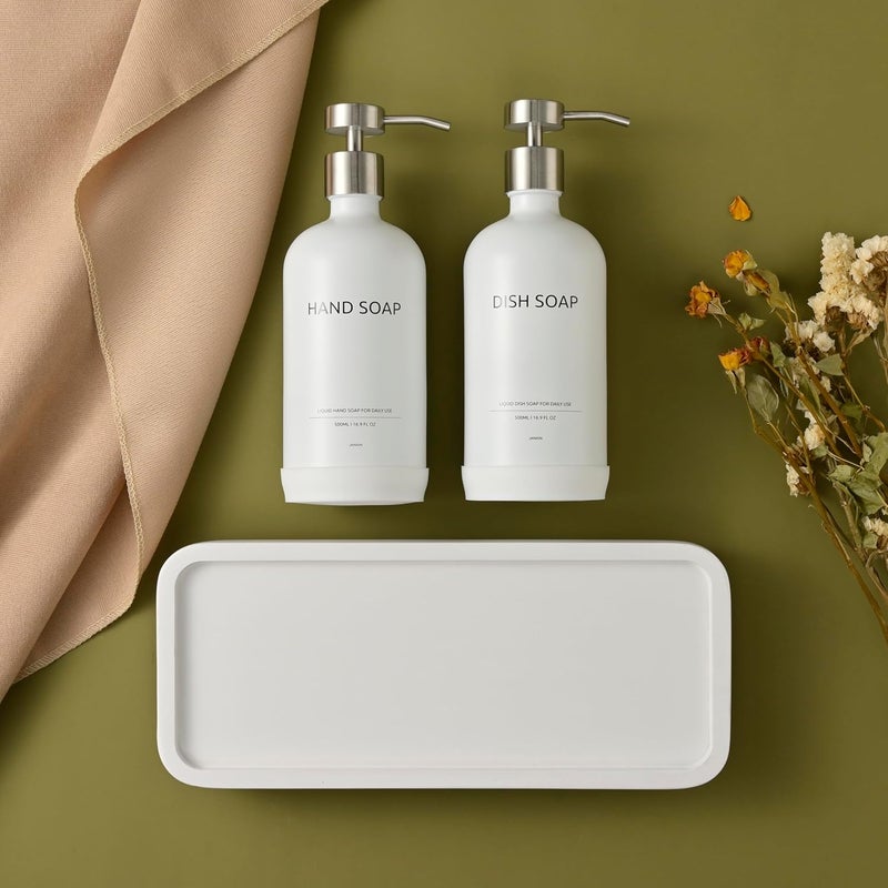 Janxin Bathroom Tray for Counter,Vanity Tray,Soap Dispenser Tray for Kitchen Sink, Kitchen and Home Decor (White) - Image 5